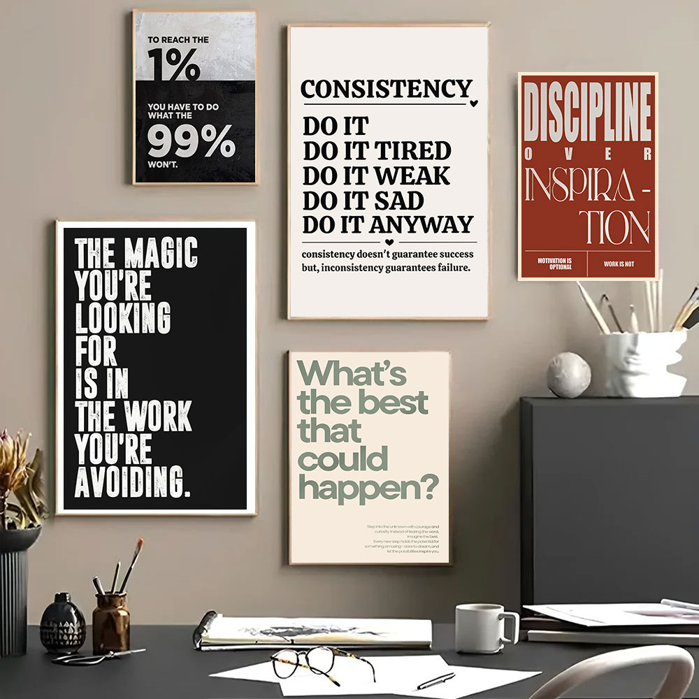 Home Office Room Inspiration - Minimalist Motivasyonel Sözler İlham Verici Disiplin