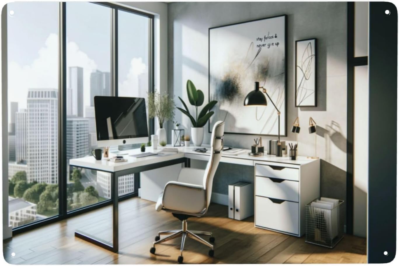 Home Office Room Inspiration - Modern Minimalist Ofis Metal Tabela Duvar