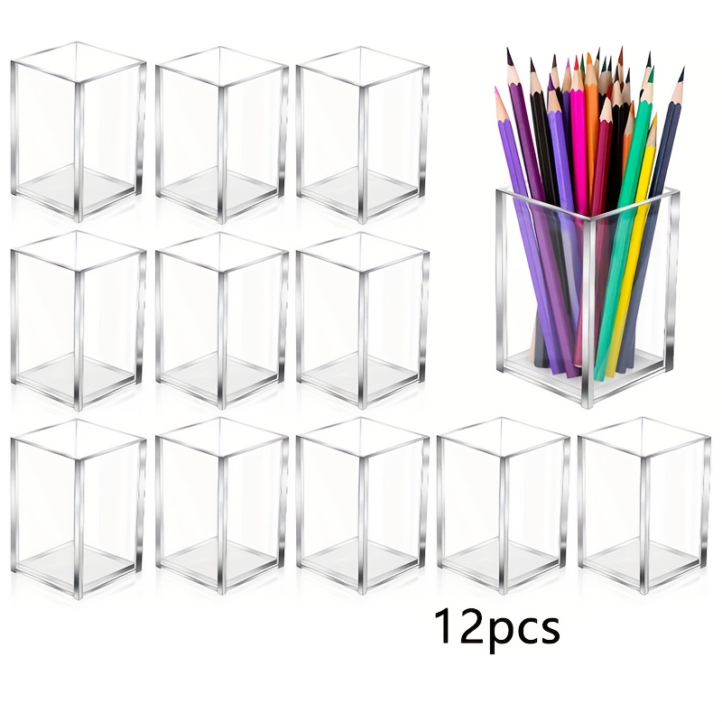 Home Office Work Table - 12 adet Şeffaf Akrilik Makyaj Fırçası