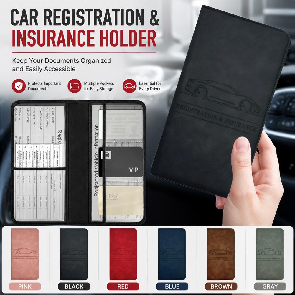 Document Holder Stand - PU Deri Araç Ruhsatı Sigorta Kartı