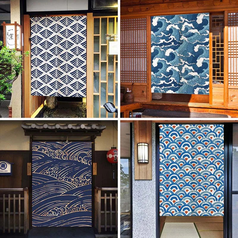 Home Office Room Inspiration - VIKAMA Ukiyo-E Büyük Dalga'dan Esinlenen Noren