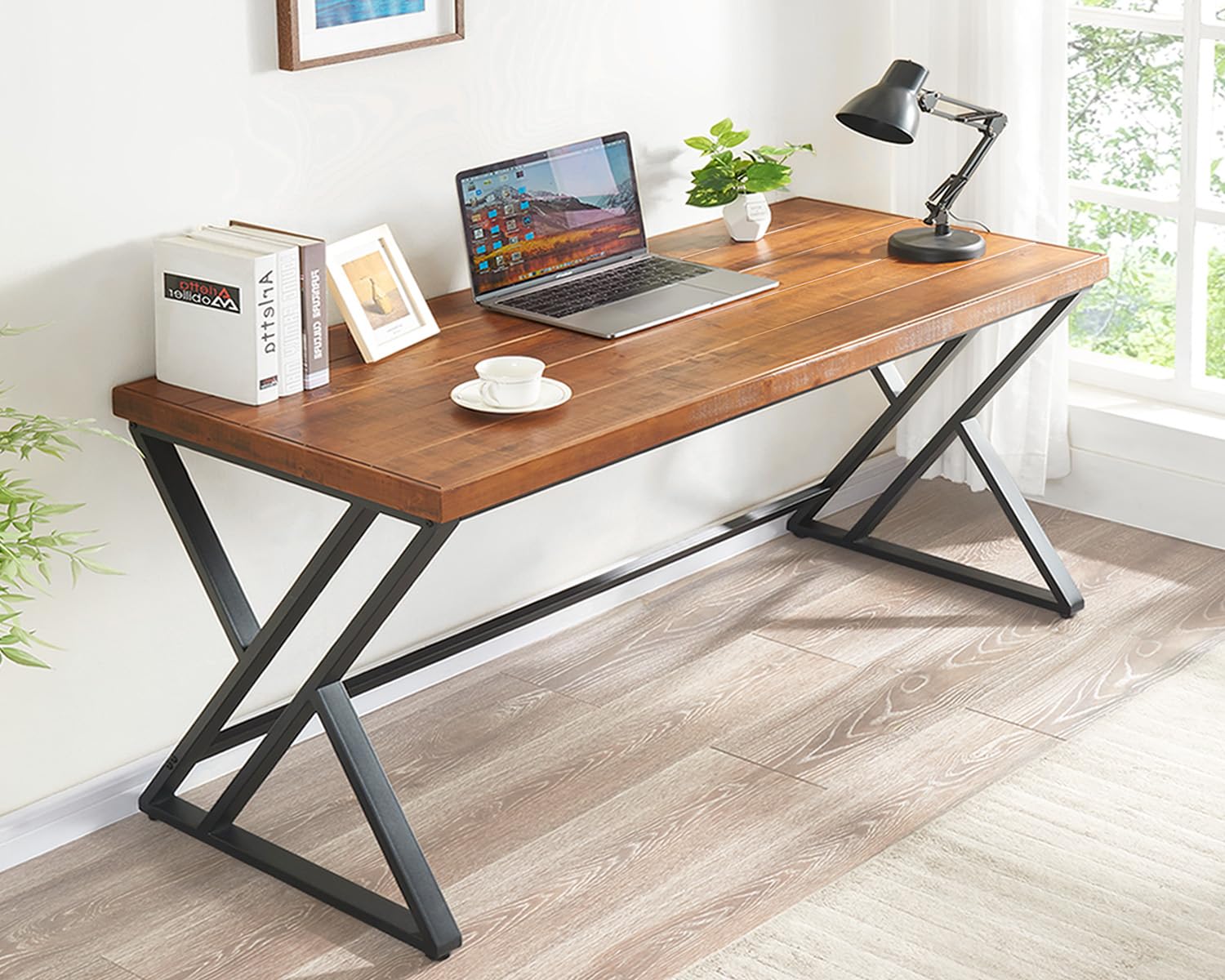 Home Office Work Table - 60 inç Masif Ahşap Bilgisayar Masası,