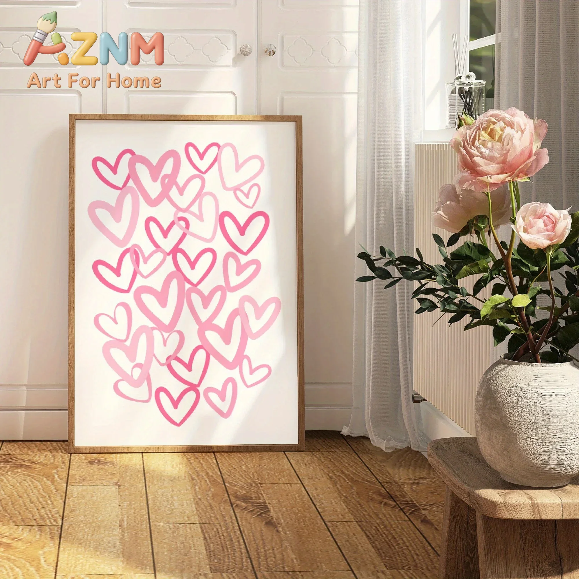 Şık Pembe Kalp Desenli Kanvas  - Home Office Room Inspiration incelemesi ve fiyatı